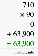 How to calculate 710 times 90 using long multiplication