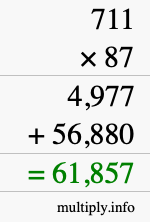 How to calculate 711 times 87 using long multiplication How to calculate 711 times 87 using long multiplication