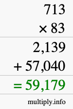 How to calculate 713 times 83 using long multiplication