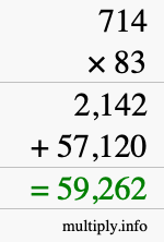 How to calculate 714 times 83 using long multiplication