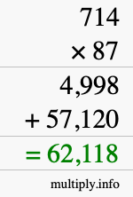 How to calculate 714 times 87 using long multiplication How to calculate 714 times 87 using long multiplication