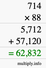 How to calculate 714 times 88 using long multiplication How to calculate 714 times 88 using long multiplication