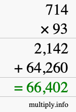 How to calculate 714 times 93 using long multiplication