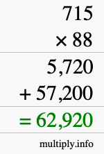 How to calculate 715 times 88 using long multiplication How to calculate 715 times 88 using long multiplication