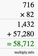 How to calculate 716 times 82 using long multiplication