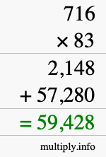 How to calculate 716 times 83 using long multiplication