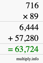 How to calculate 716 times 89 using long multiplication