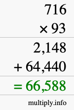 How to calculate 716 times 93 using long multiplication
