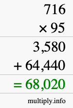 How to calculate 716 times 95 using long multiplication How to calculate 716 times 95 using long multiplication