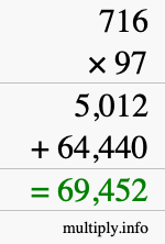 How to calculate 716 times 97 using long multiplication