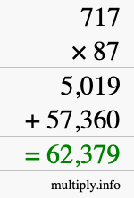 How to calculate 717 times 87 using long multiplication
