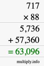How to calculate 717 times 88 using long multiplication