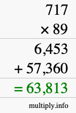 How to calculate 717 times 89 using long multiplication