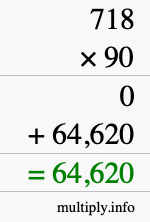How to calculate 718 times 90 using long multiplication