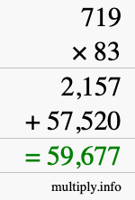 How to calculate 719 times 83 using long multiplication