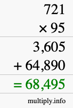 How to calculate 721 times 95 using long multiplication How to calculate 721 times 95 using long multiplication