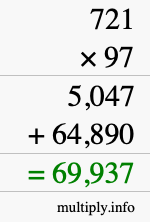 How to calculate 721 times 97 using long multiplication
