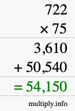 How to calculate 722 times 75 using long multiplication How to calculate 722 times 75 using long multiplication