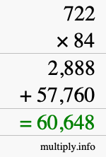 How to calculate 722 times 84 using long multiplication How to calculate 722 times 84 using long multiplication