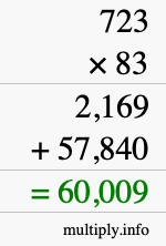 How to calculate 723 times 83 using long multiplication