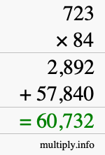 How to calculate 723 times 84 using long multiplication How to calculate 723 times 84 using long multiplication