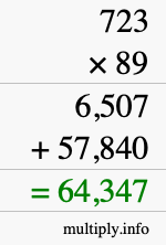 How to calculate 723 times 89 using long multiplication