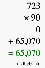 How to calculate 723 times 90 using long multiplication
