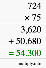 How to calculate 724 times 75 using long multiplication How to calculate 724 times 75 using long multiplication