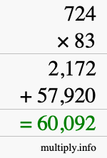 How to calculate 724 times 83 using long multiplication