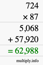 How to calculate 724 times 87 using long multiplication How to calculate 724 times 87 using long multiplication
