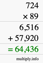 How to calculate 724 times 89 using long multiplication
