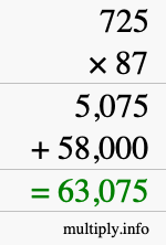 How to calculate 725 times 87 using long multiplication How to calculate 725 times 87 using long multiplication