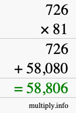 How to calculate 726 times 81 using long multiplication