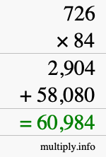 How to calculate 726 times 84 using long multiplication How to calculate 726 times 84 using long multiplication