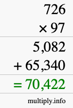 How to calculate 726 times 97 using long multiplication