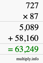 How to calculate 727 times 87 using long multiplication How to calculate 727 times 87 using long multiplication
