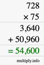 How to calculate 728 times 75 using long multiplication How to calculate 728 times 75 using long multiplication
