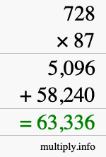 How to calculate 728 times 87 using long multiplication How to calculate 728 times 87 using long multiplication