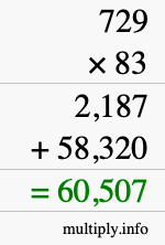How to calculate 729 times 83 using long multiplication