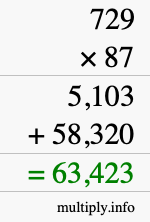 How to calculate 729 times 87 using long multiplication How to calculate 729 times 87 using long multiplication