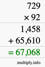 How to calculate 729 times 92 using long multiplication