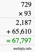 How to calculate 729 times 93 using long multiplication