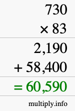 How to calculate 730 times 83 using long multiplication