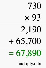 How to calculate 730 times 93 using long multiplication