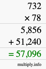 How to calculate 732 times 78 using long multiplication How to calculate 732 times 78 using long multiplication