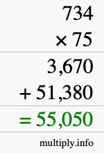 How to calculate 734 times 75 using long multiplication How to calculate 734 times 75 using long multiplication