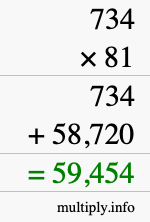 How to calculate 734 times 81 using long multiplication How to calculate 734 times 81 using long multiplication