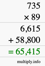 How to calculate 735 times 89 using long multiplication