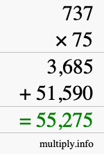 How to calculate 737 times 75 using long multiplication How to calculate 737 times 75 using long multiplication