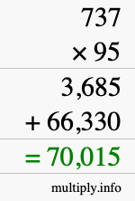 How to calculate 737 times 95 using long multiplication